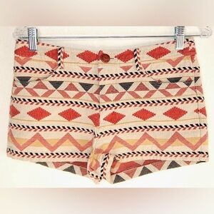 BB Dakota Anita Aztec Pattern Jacquard Textured Shorts Womens Sz 4 Boho Festival